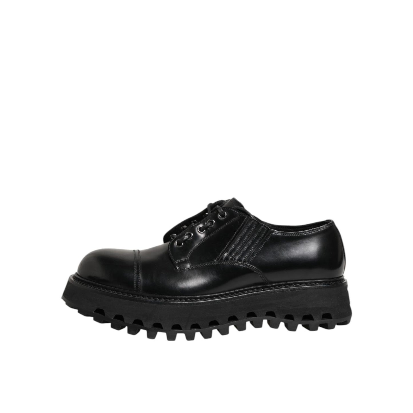 Dolce & Gabbana Black Leather Lace Up Derby Men Dress Shoes