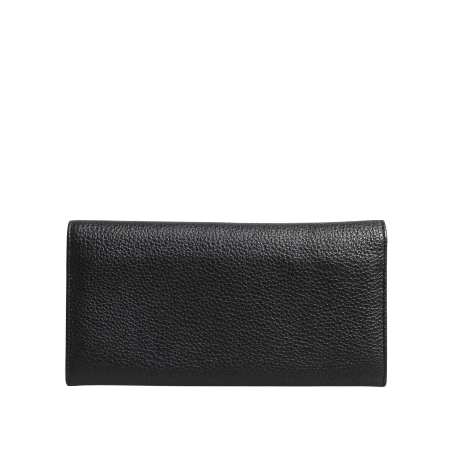 Dolce & Gabbana Black Leather Logo Plaque Card Holder Trifold Wallet
