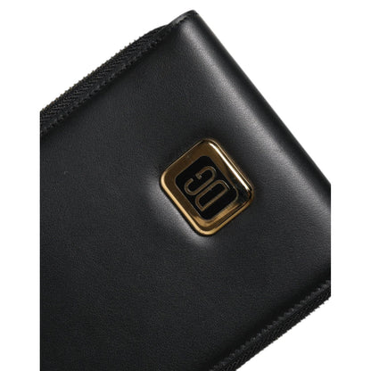 Dolce & Gabbana Black Leather Logo Plaque Neck Strap Card Coin Wallet