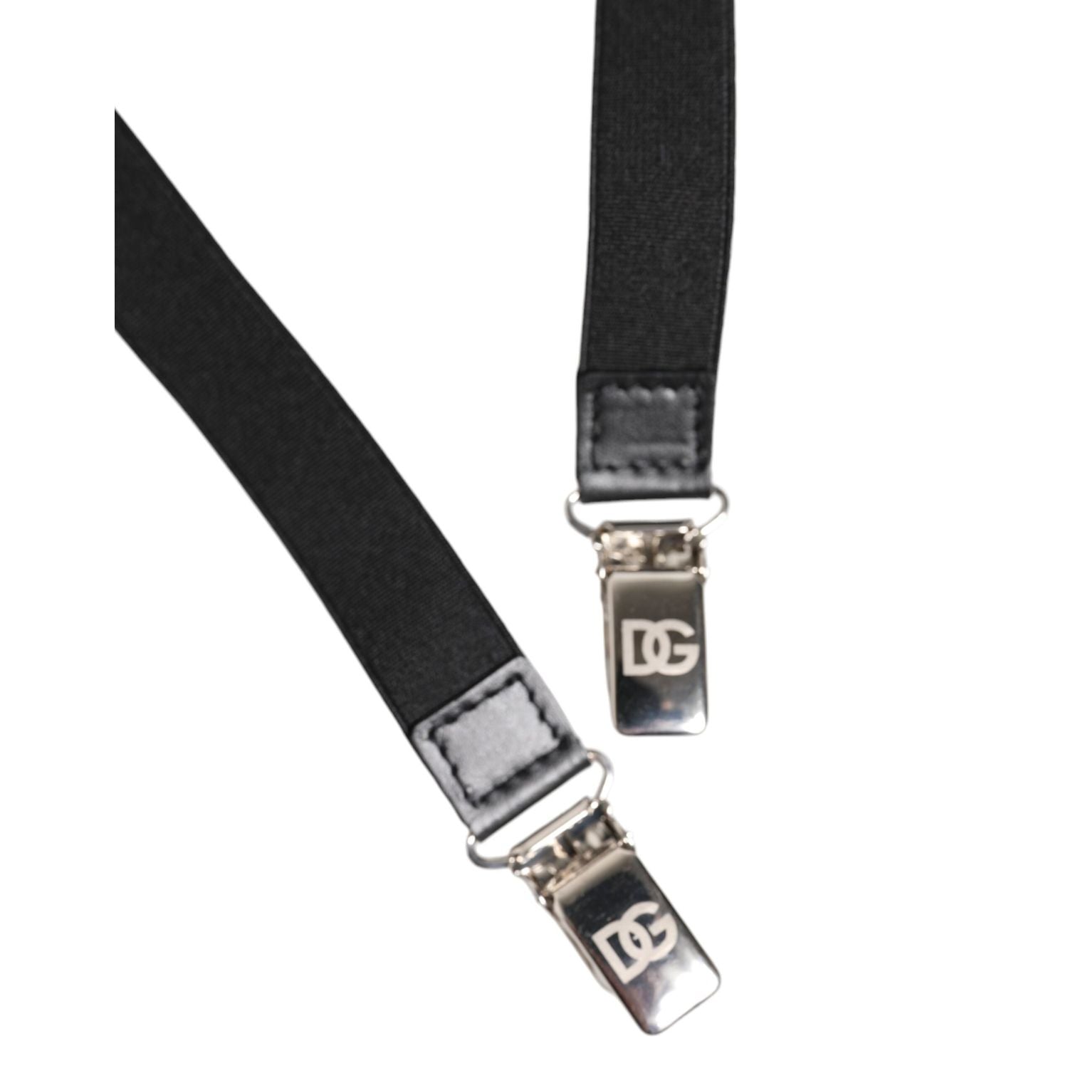Dolce & Gabbana Black Leather Logo Wide Waist Belt Suspender