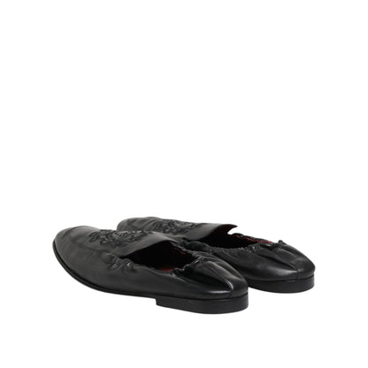 Dolce & Gabbana Black Leather Slip On Men Flat Loafers Shoes
