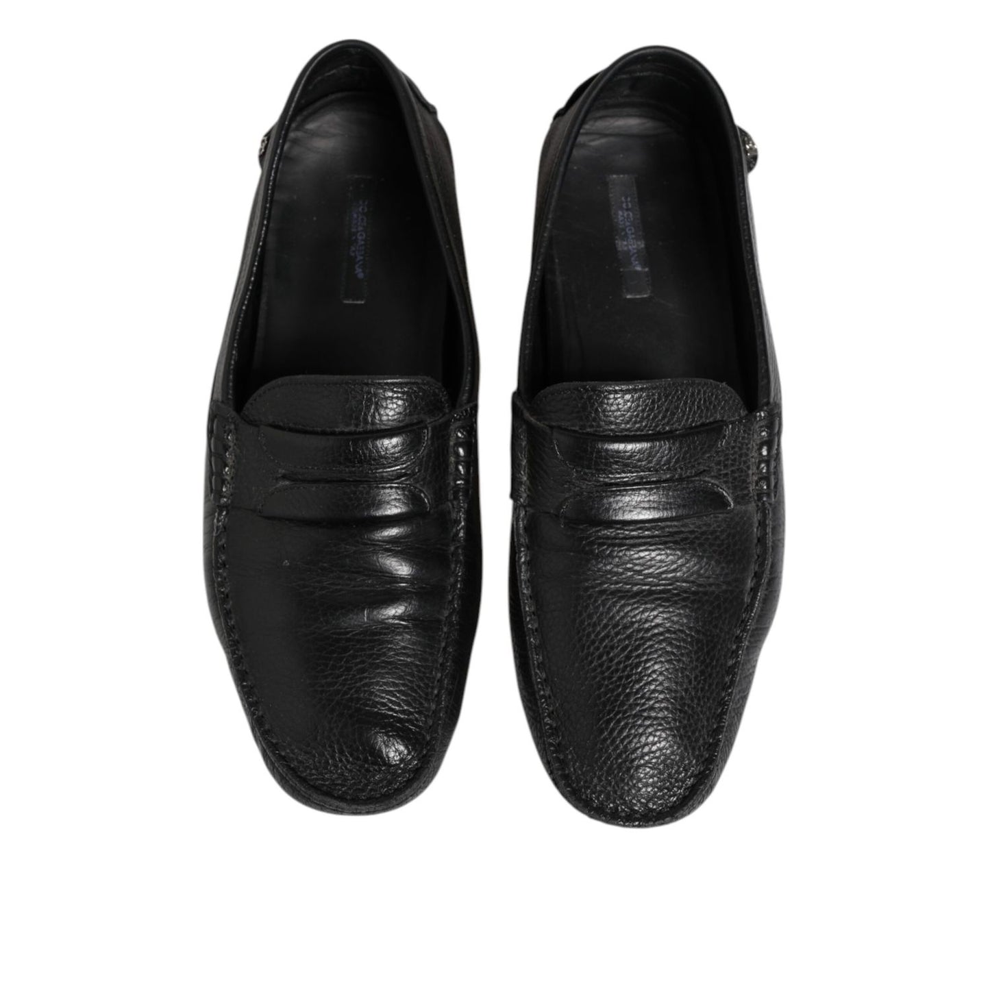 Dolce & Gabbana Black Leather Slip On Mocassin Loafer Shoes