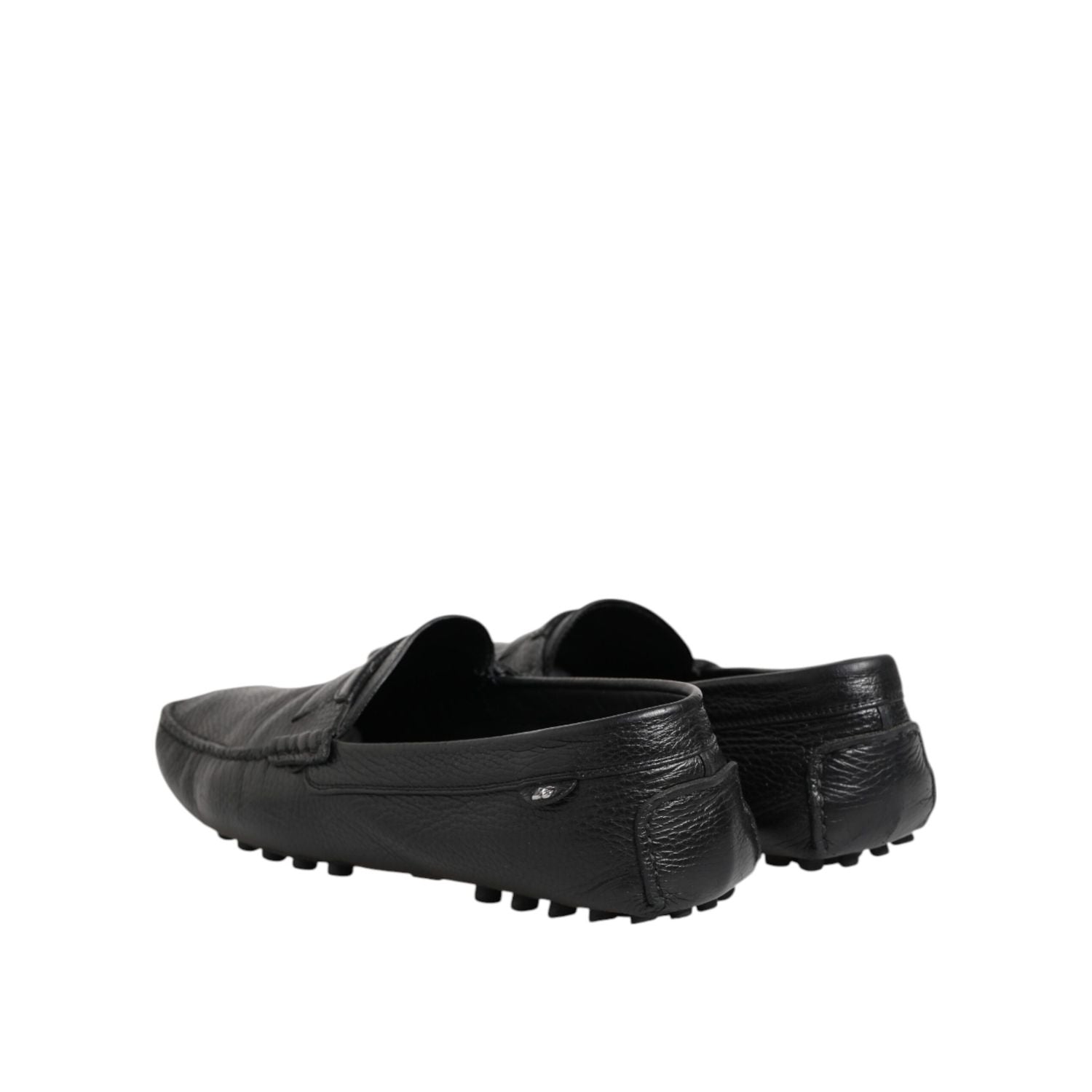 Dolce & Gabbana Black Leather Slip On Mocassin Loafer Shoes