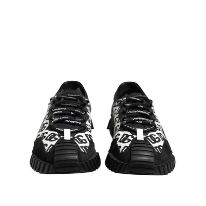 Dolce & Gabbana Black Logo Lace Up Low Top NS1 Sneakers Shoes