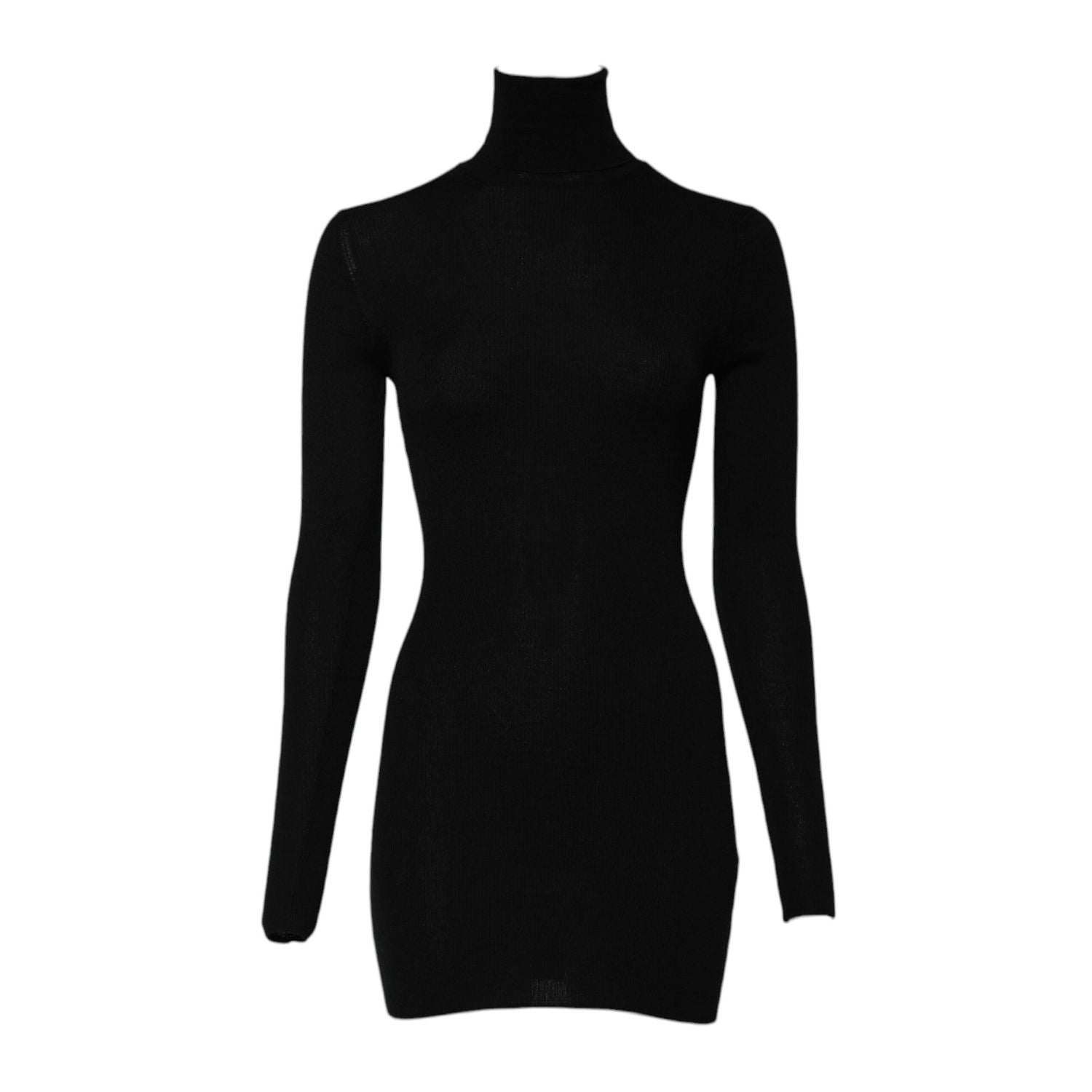 Dolce & Gabbana Black Long Sleeves Turtle Neck Mini Dress