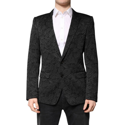 Dolce & Gabbana Black MARTINI Brocade Single Breasted Blazer