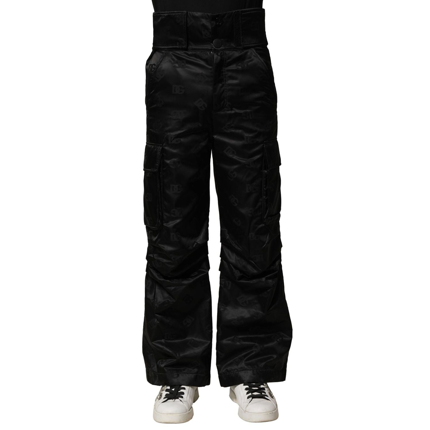 Dolce & Gabbana Black Nylon DG Logo Straight Pants
