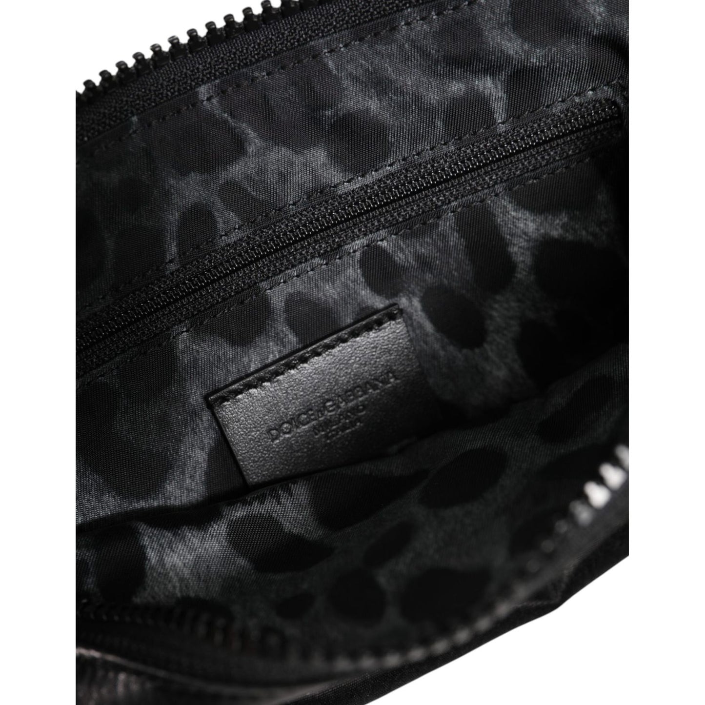 Dolce & Gabbana Black Nylon Logo Plaque Keyring Pouch Clutch Bag