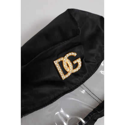 Dolce & Gabbana Black Nylon PVC DG Logo Bucket Hat