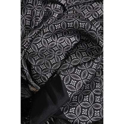 Dolce & Gabbana Black Patterned Fringes Men Foulard Scarf