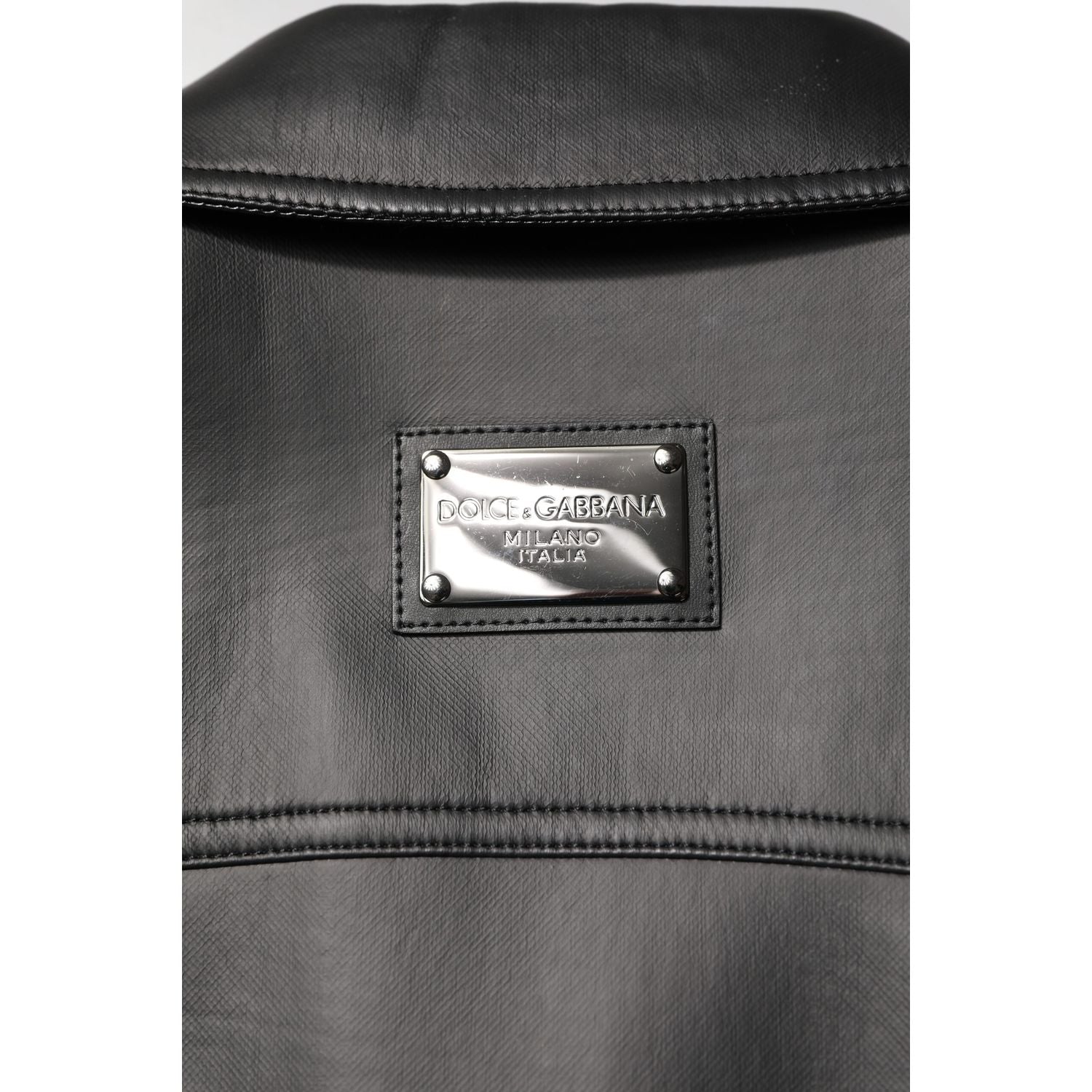 Dolce & Gabbana Black Polyester Button Down Biker Jacket