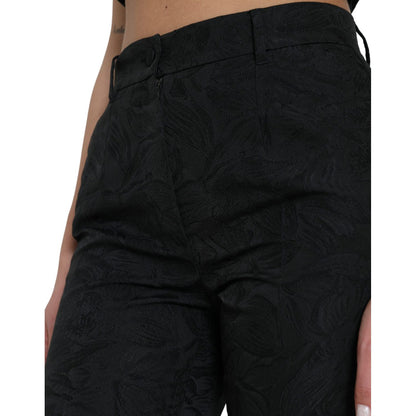 Dolce & Gabbana Black Polyester High Waist Tapered Pants