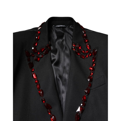 Dolce & Gabbana Black SICILIA CrystalEmbellished Coat Blazer