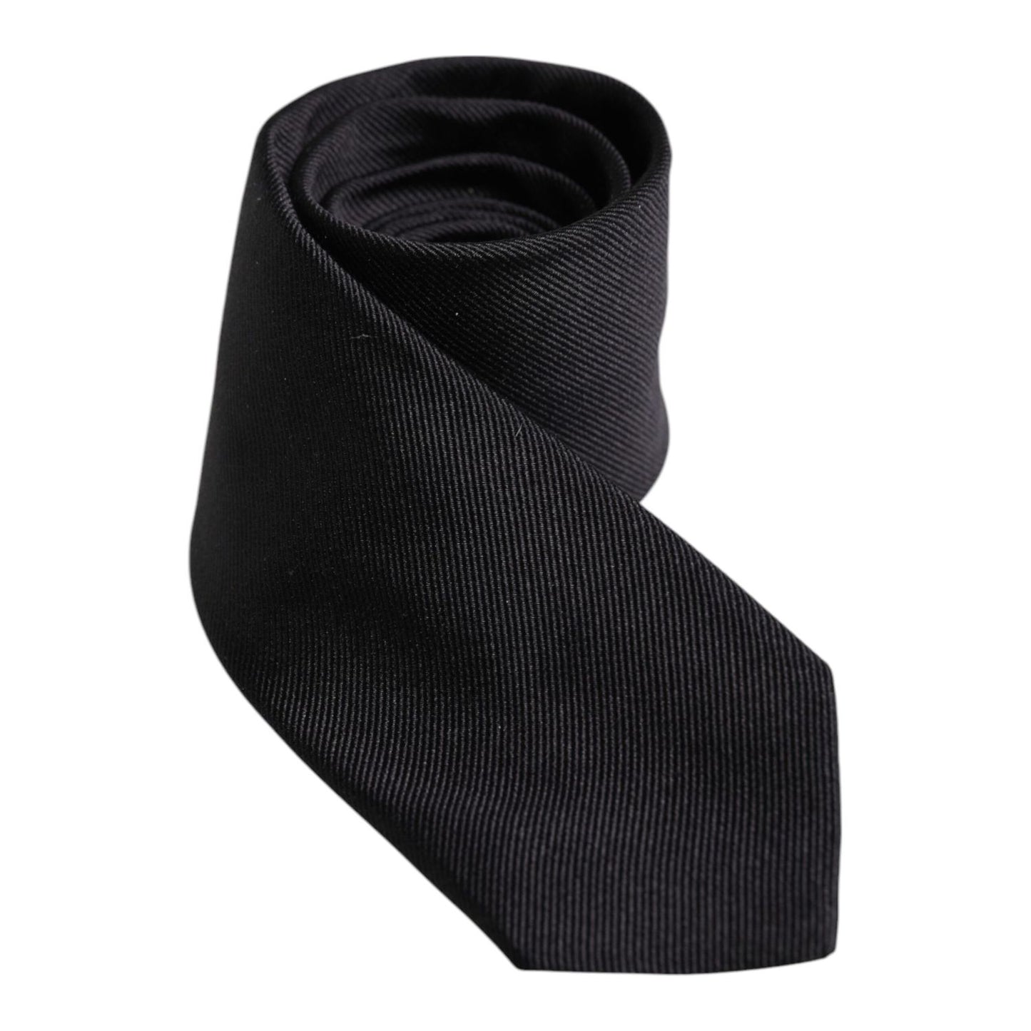 Dolce & Gabbana Black Solid Silk Adjustable Necktie Tie