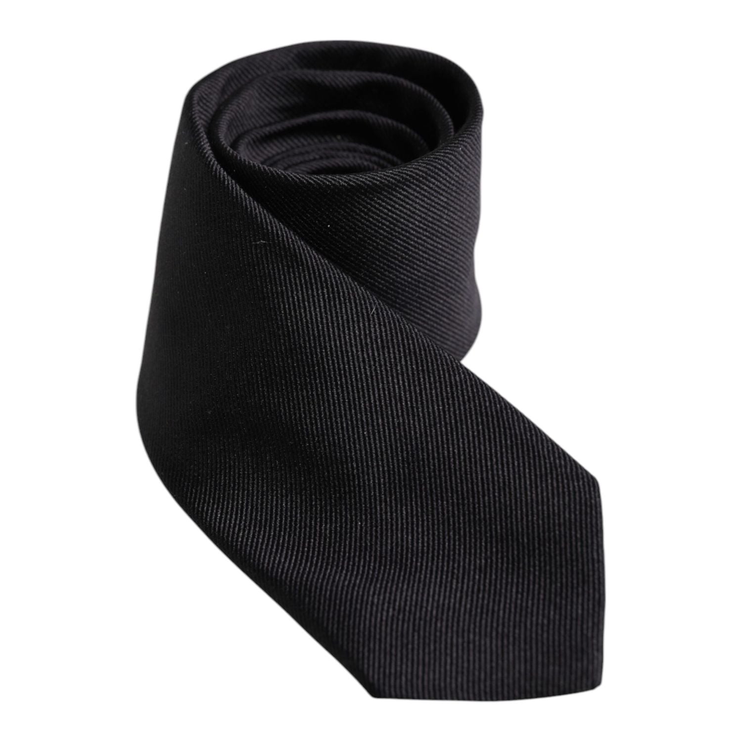 Dolce & Gabbana Black Solid Silk Adjustable Necktie Tie