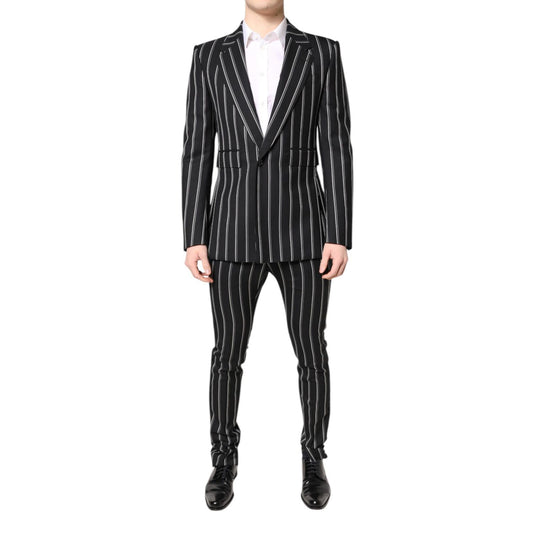 Dolce & Gabbana Black Striped SICILIA Formal 2 Piece Suit
