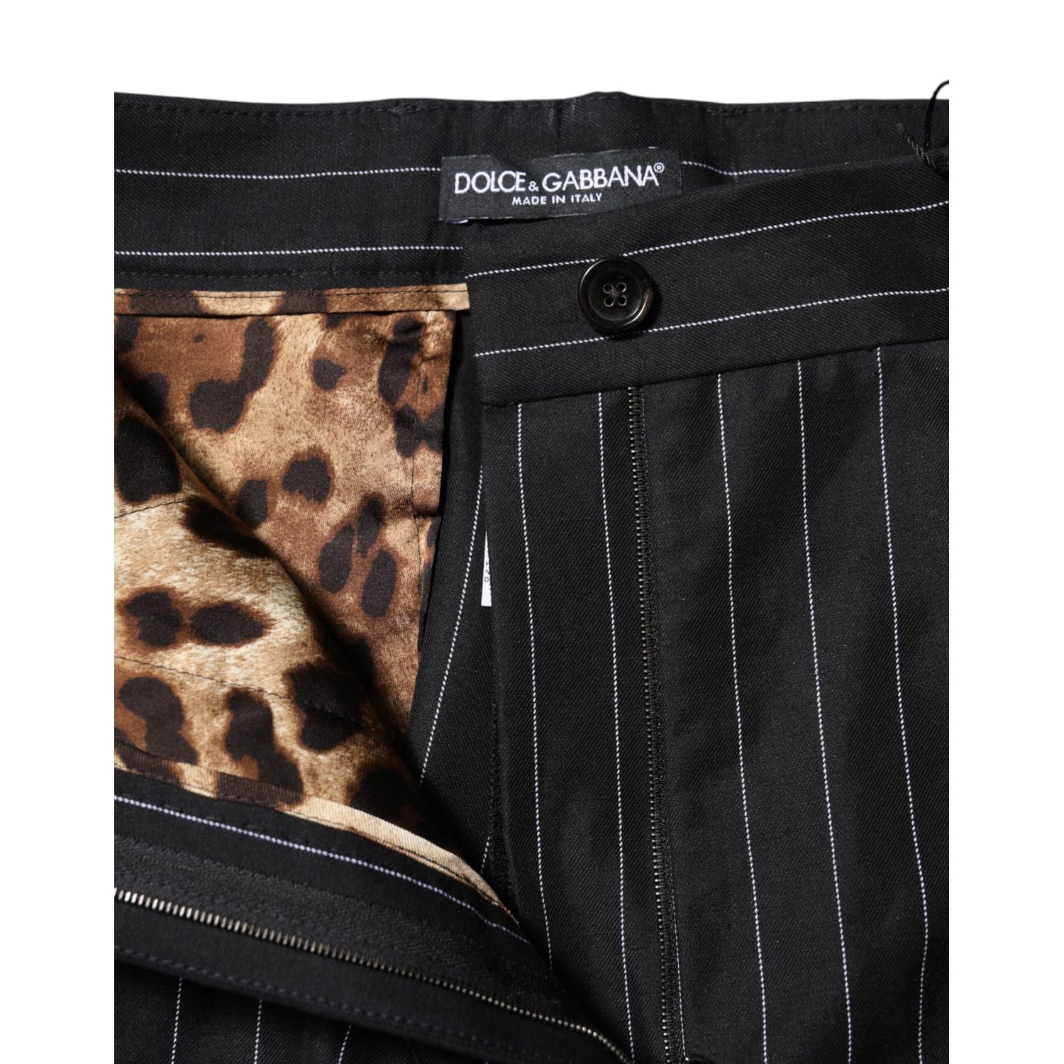 Dolce & Gabbana Black Stripes High Waist Tapered Pants