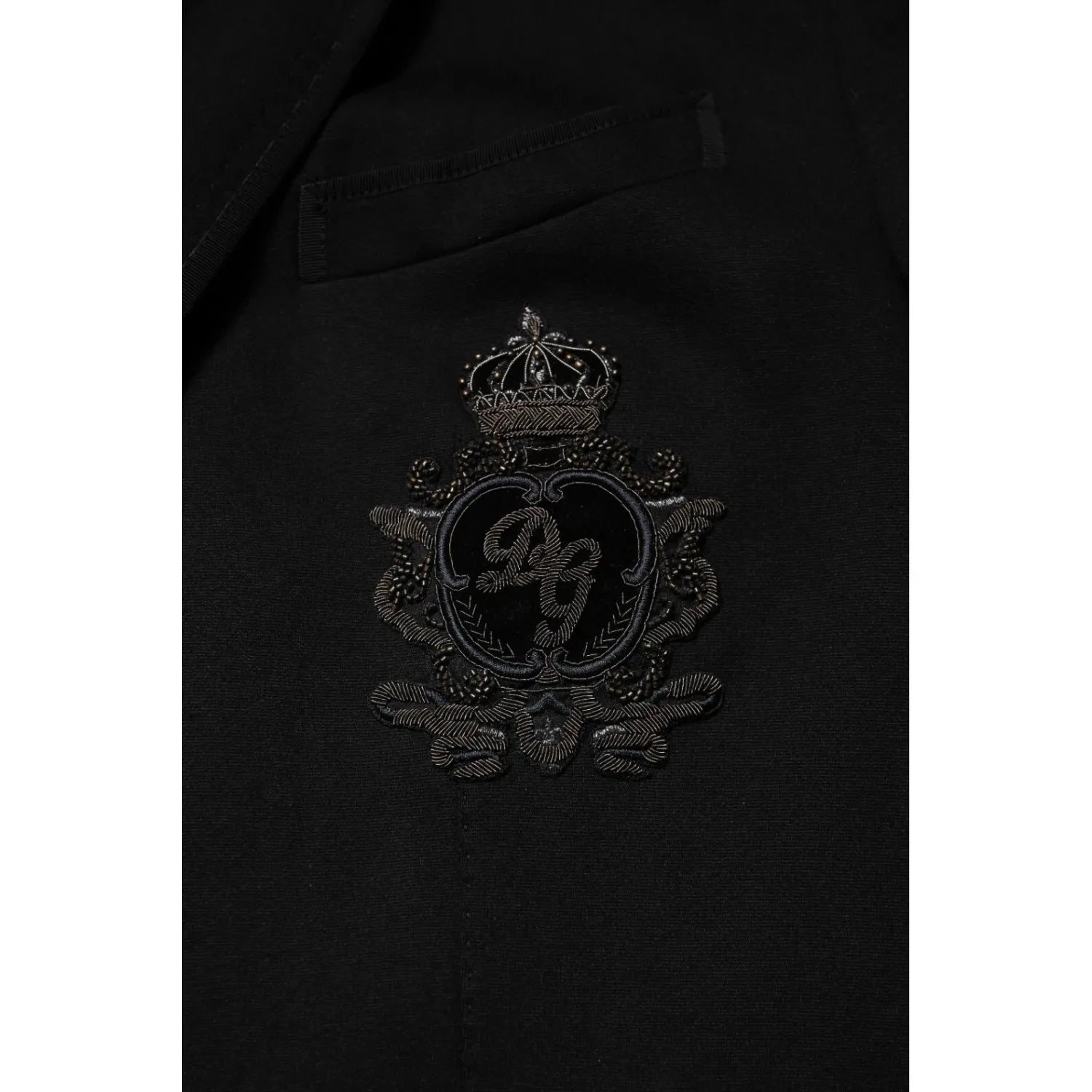 Dolce & Gabbana Black Viscose DG Crown Blazer Coat Jacket