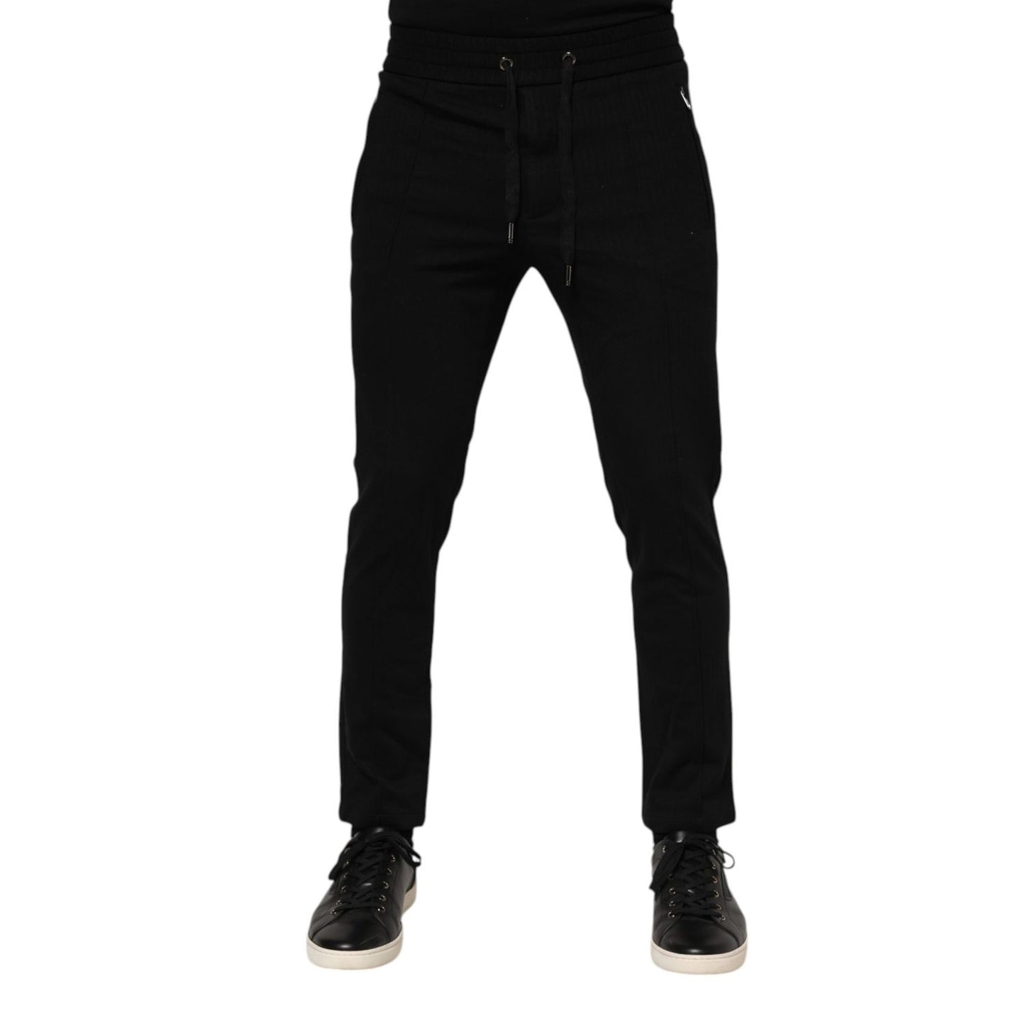 Dolce & Gabbana Black Viscose Drawstring Men Jogger Pants