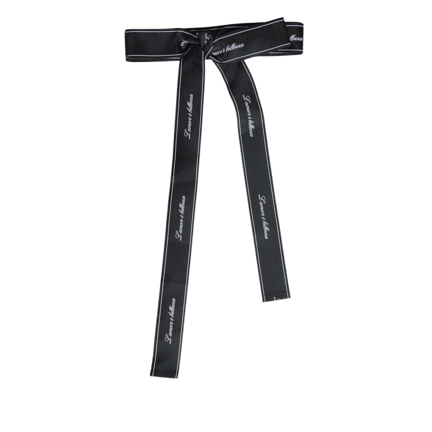 Dolce & Gabbana Black Waist Ribbon Wide Bow Logo Belt