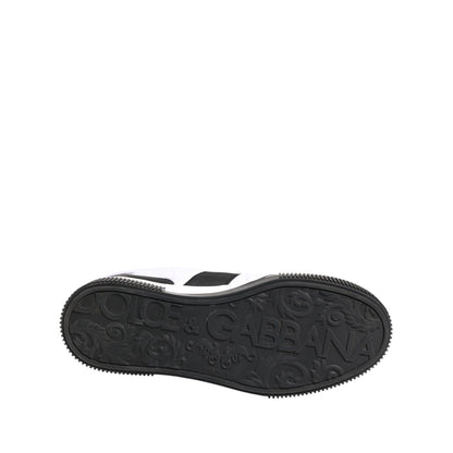 Dolce & Gabbana Black White Leather MIAMI Low Top Sneakers Shoes