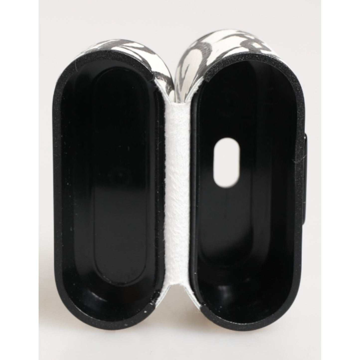 Dolce & Gabbana Black White Leather Monogram Print Logo Holder Airpods Case