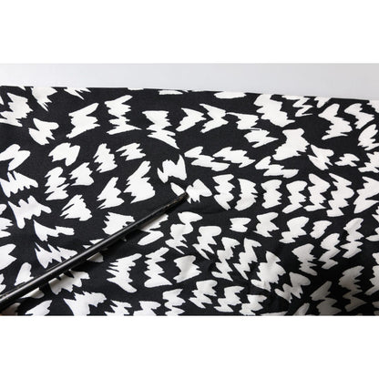 Dolce & Gabbana Black White Patterned Fringes Shawl Scarf