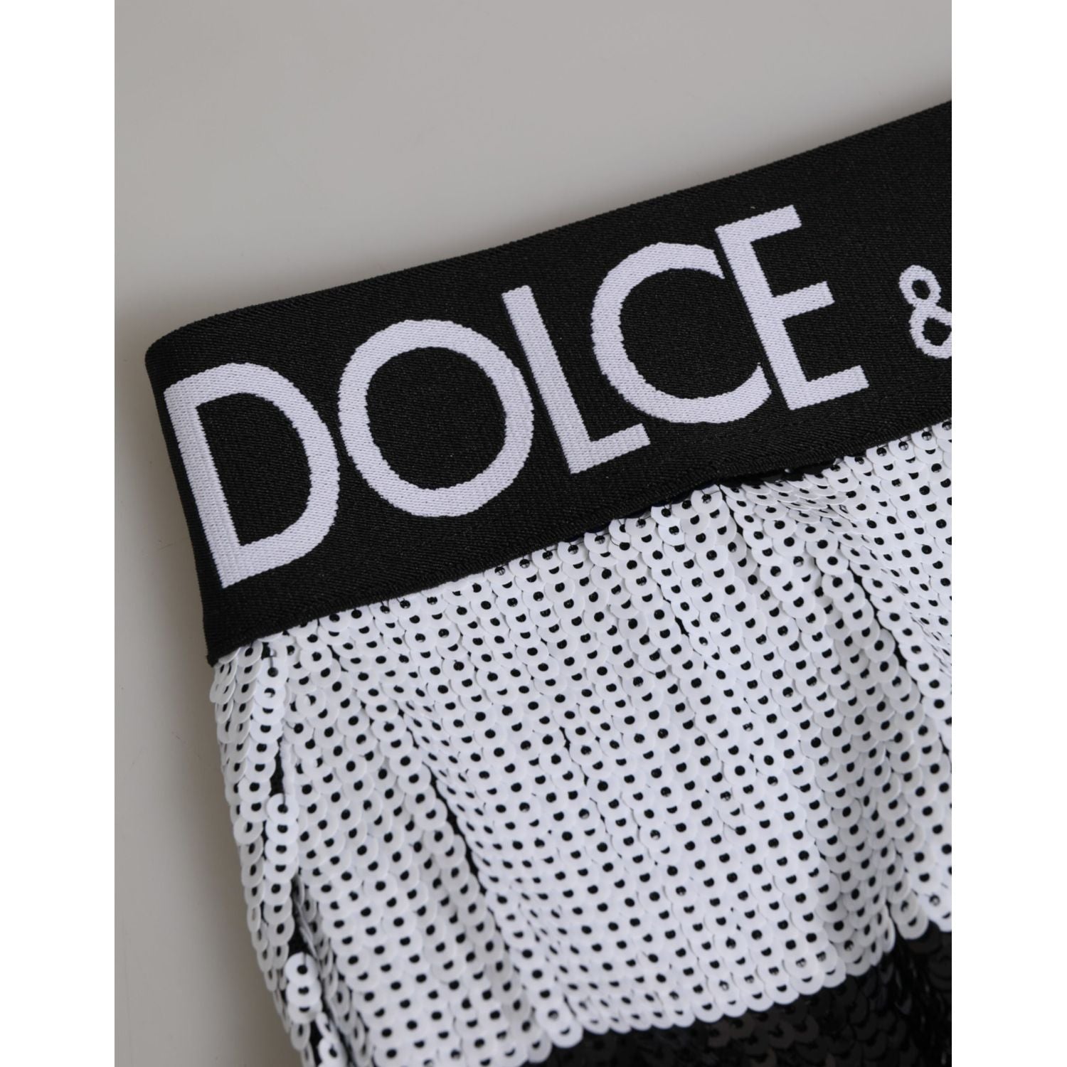 Dolce & Gabbana Black White Sequin High Waist Panty Underwear