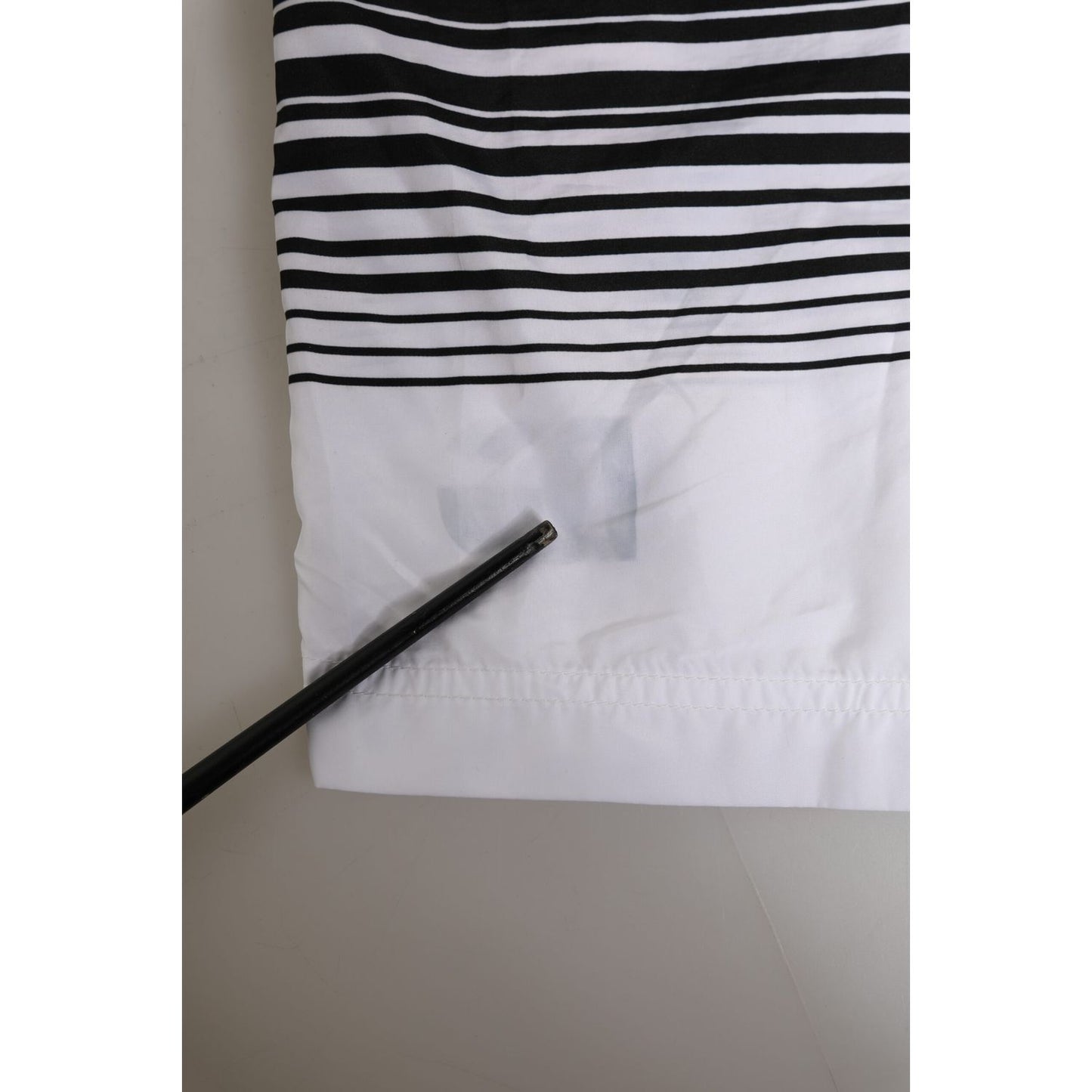 Dolce & Gabbana Black White Striped DG Logo Men Short Swimwear