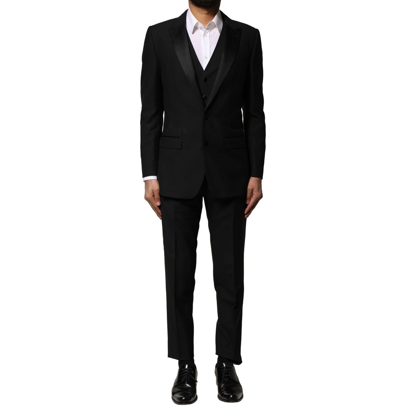 Dolce & Gabbana Black Wool 3 Piece Single Breasted Suit