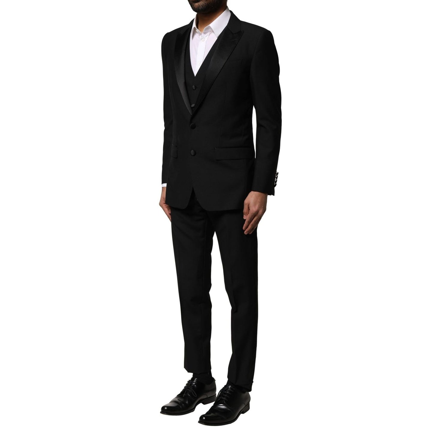 Dolce & Gabbana Black Wool 3 Piece Single Breasted Suit