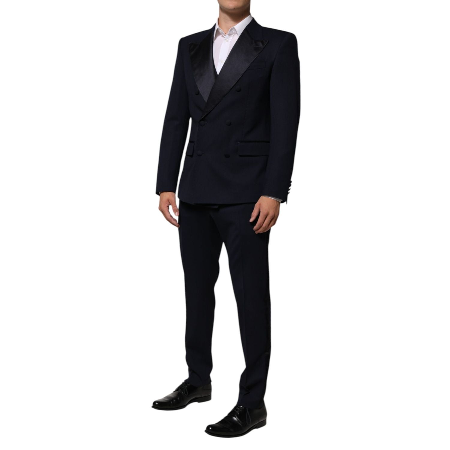 Dolce & Gabbana Black Wool 3 Piece Slim Fit Formal Men Suit