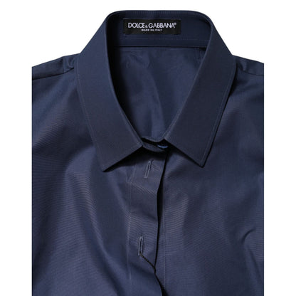 Dolce & Gabbana Blue Cotton Short Sleeves Button Down Top