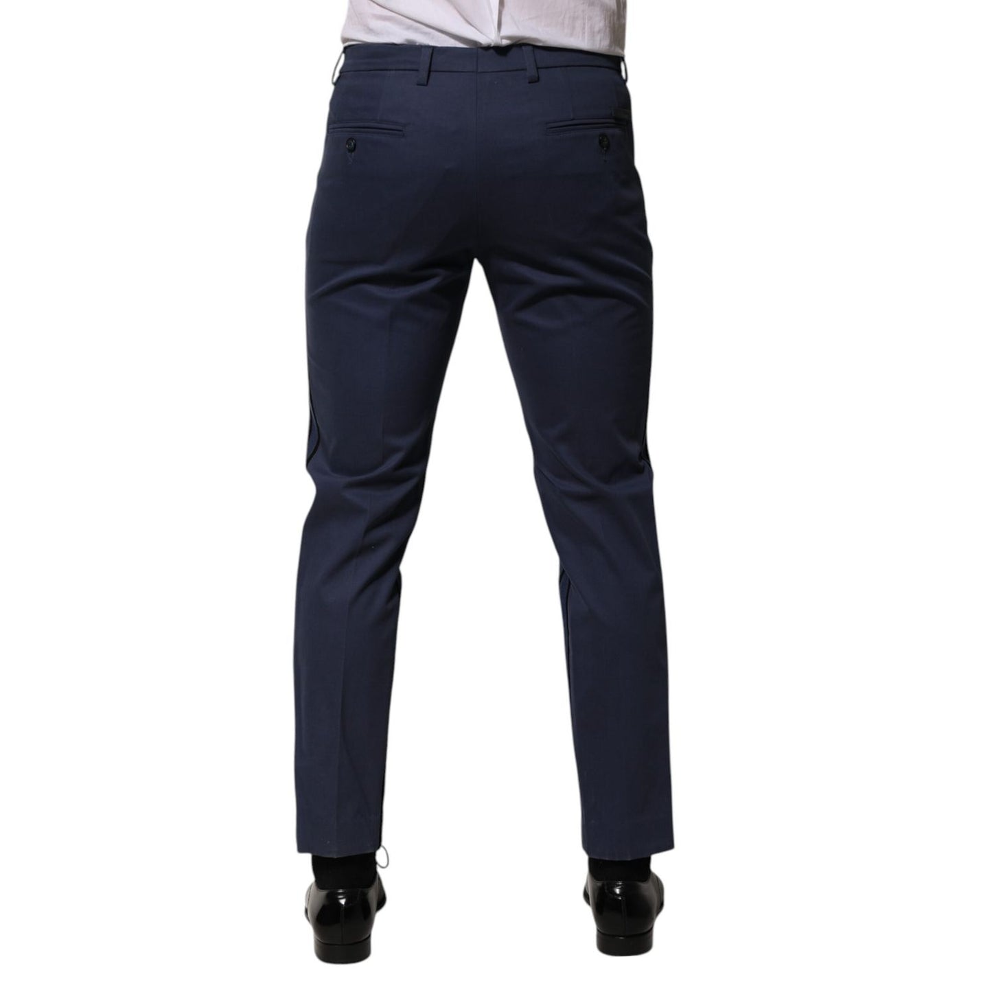 Dolce & Gabbana Blue Cotton Tapered Men Formal Trousers Pants
