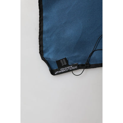 Dolce & Gabbana Blue DG Crown Silk Square Men Foulard Scarf