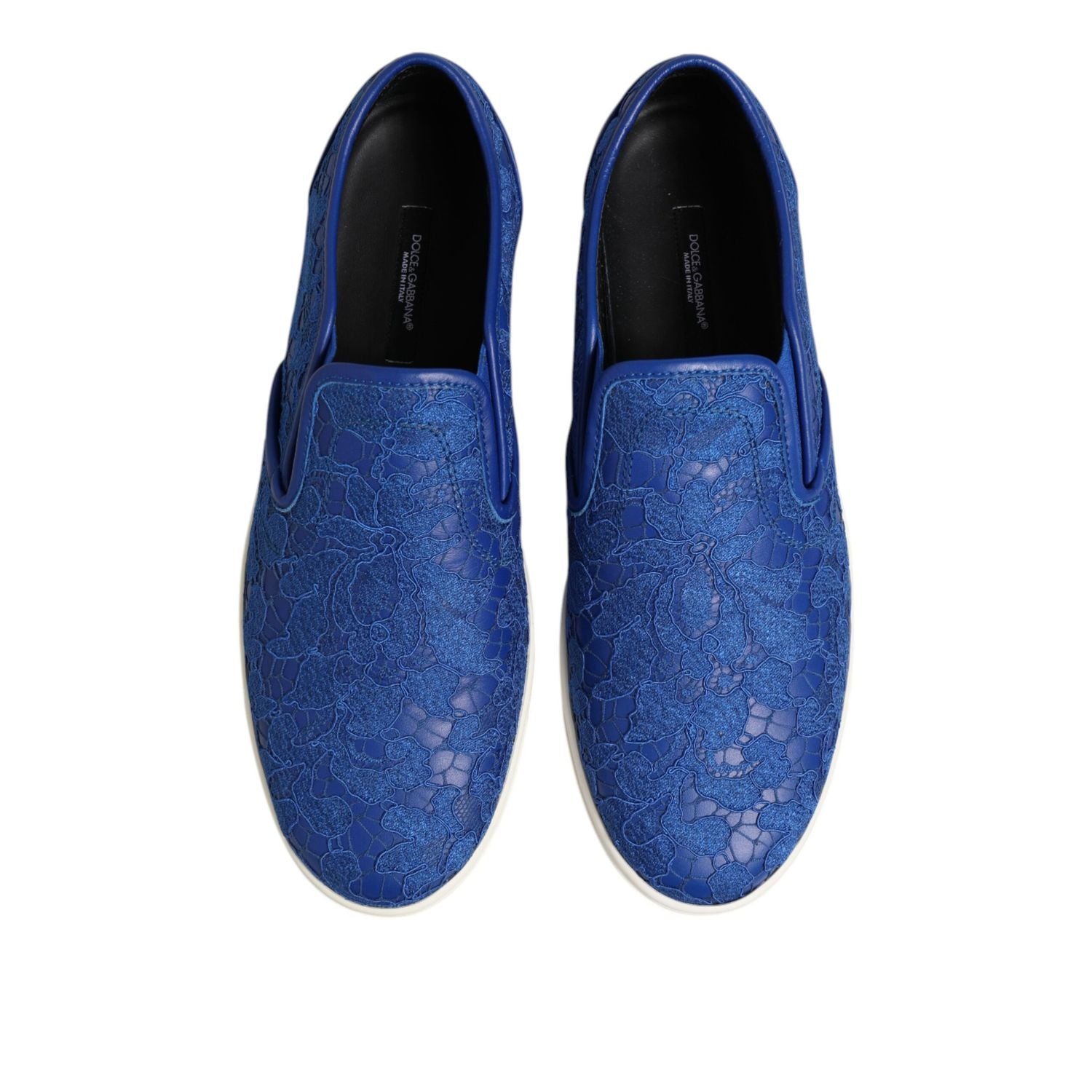 Dolce & Gabbana Blue Leather Lace Slip On Sneaker Shoes