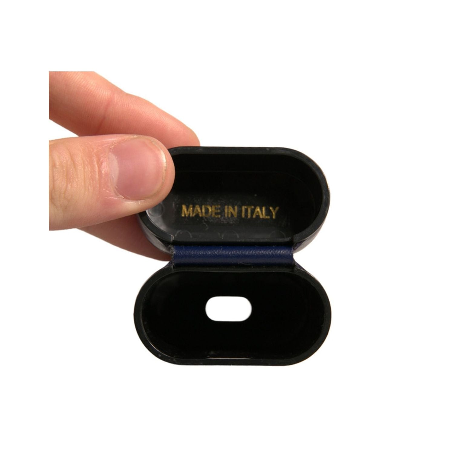 Dolce & Gabbana Blue Leather Logo Print Flip Holder Airpods Case