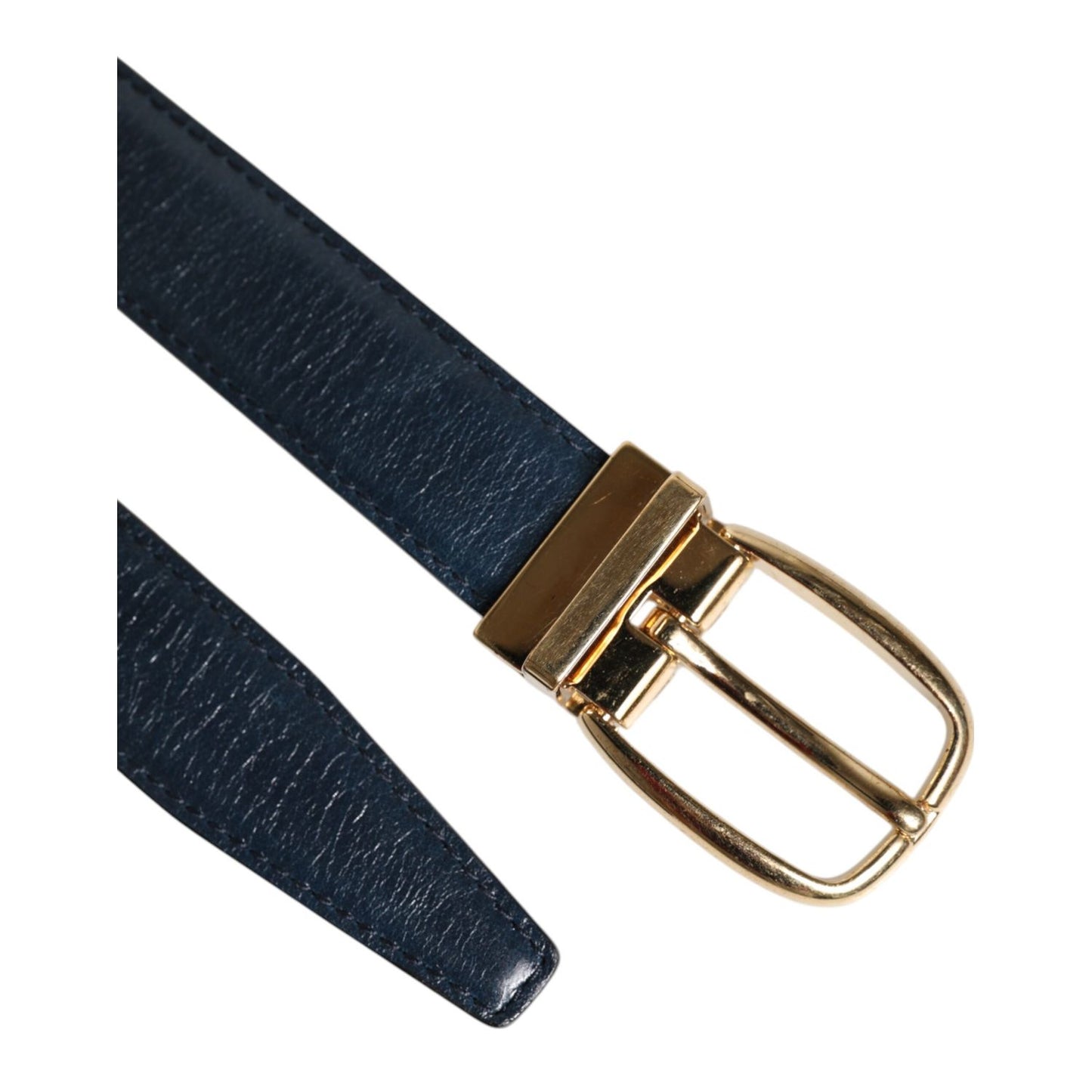 Dolce & Gabbana Blue Leather Metal Buckle Classic Belt