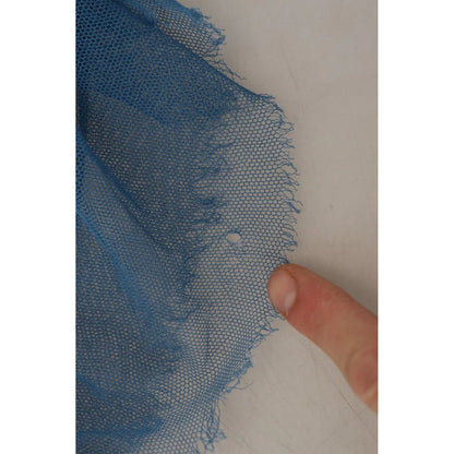 Dolce & Gabbana Blue Mesh Trim Ruched Tulle Sheath Dress