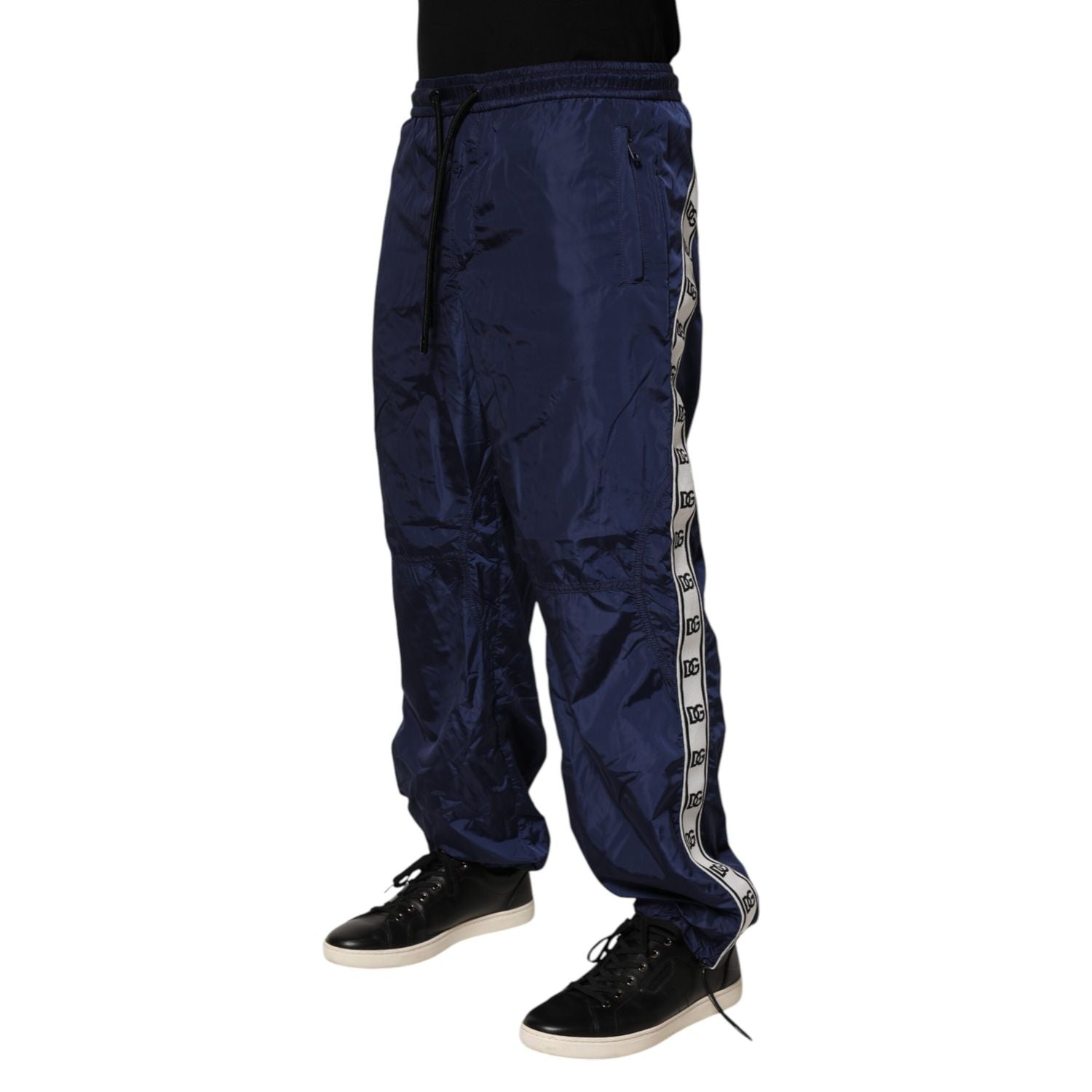 Dolce & Gabbana Blue Nylon Straight Jogger Sweatpants Pants