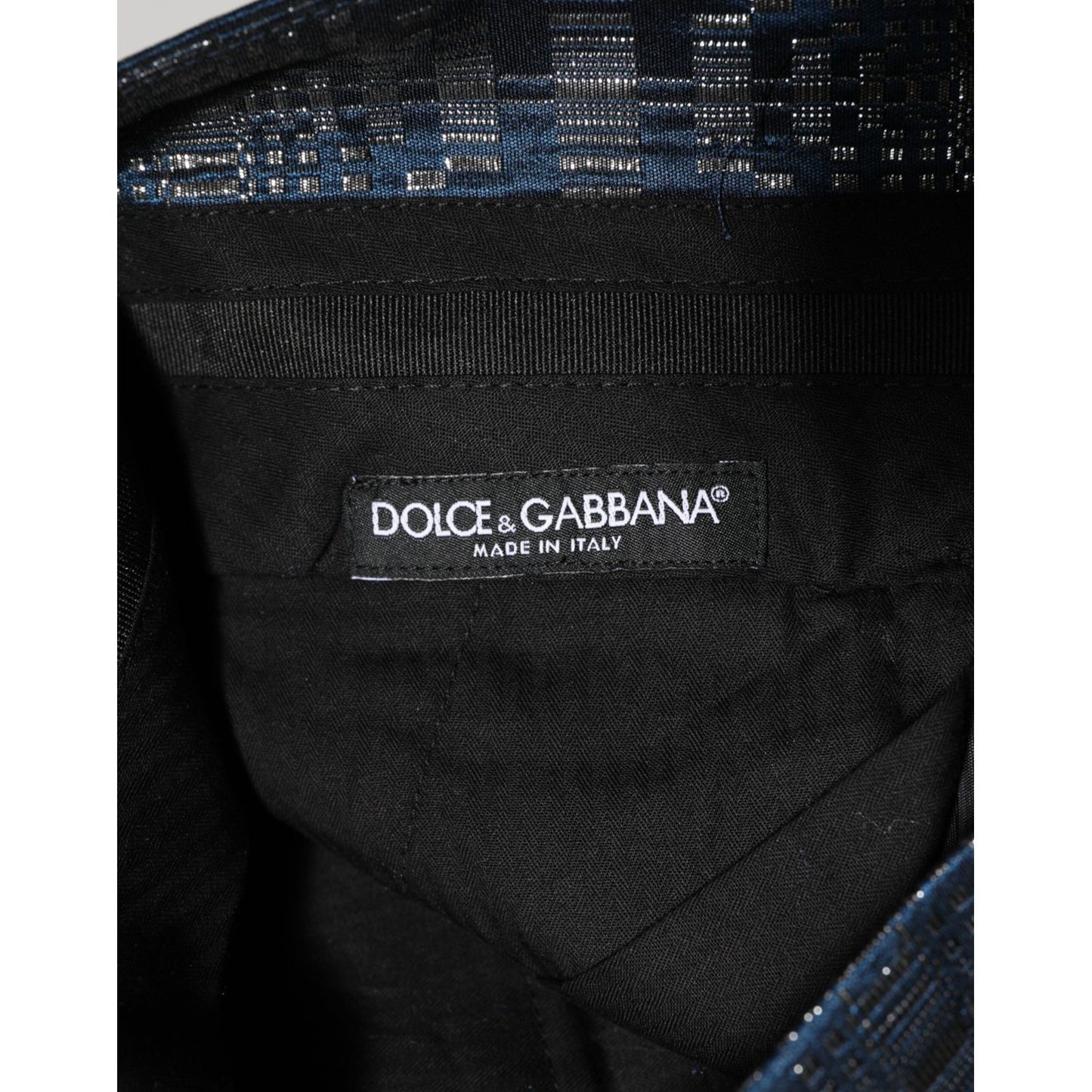 Dolce & Gabbana Blue Silver Shiny Silk Skinny Men Trouser Pants