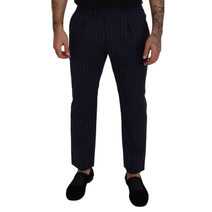 Dolce & Gabbana Blue Striped Men Formal Pants