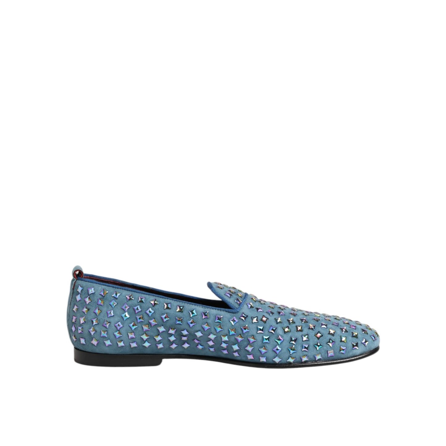 Dolce & Gabbana Blue Suede Studded Dress Men Loafers Shoes