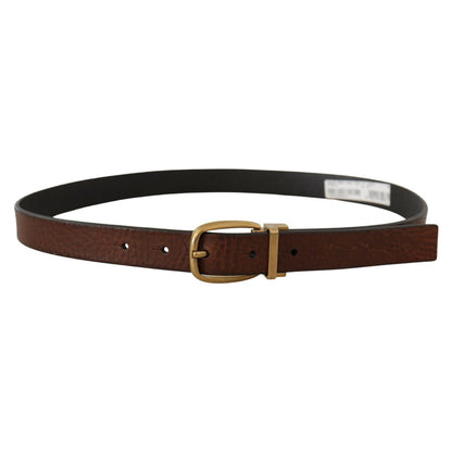 Dolce & Gabbana Brown Leather Classic Vintage Metal Buckle Belt