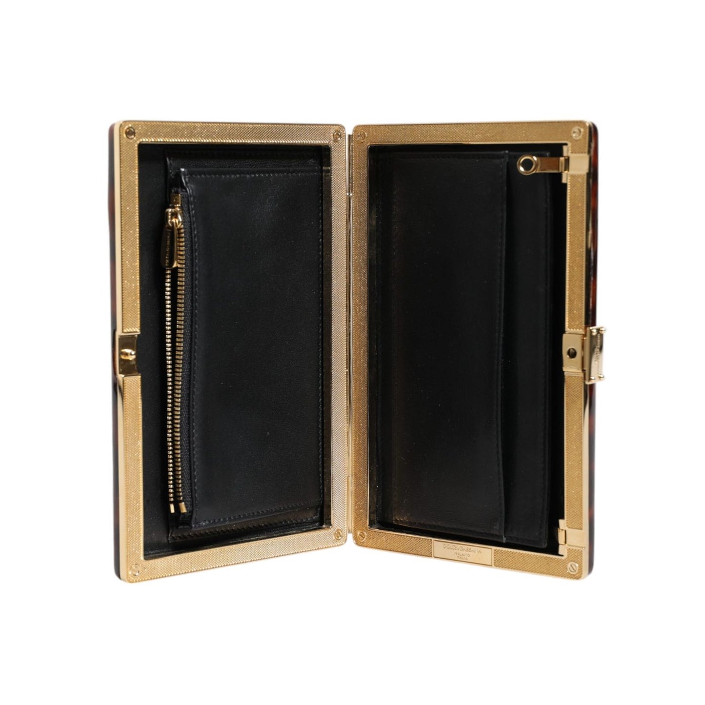 Dolce & Gabbana Brown Leather Clutch Evening Crossbody Bag