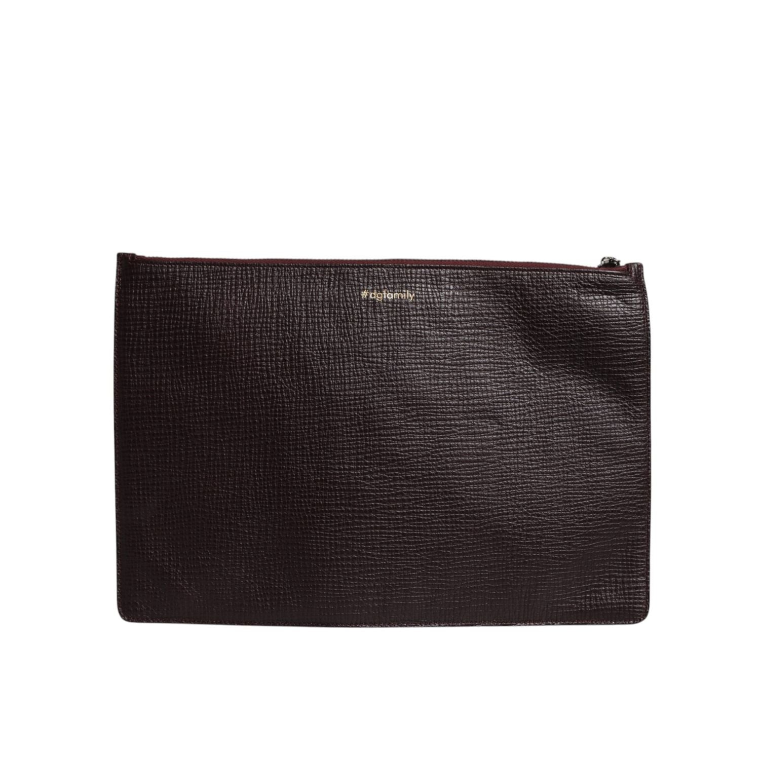 Dolce & Gabbana Brown Leather #DGFAMILY Embellished Men Clutch Pouch Bag