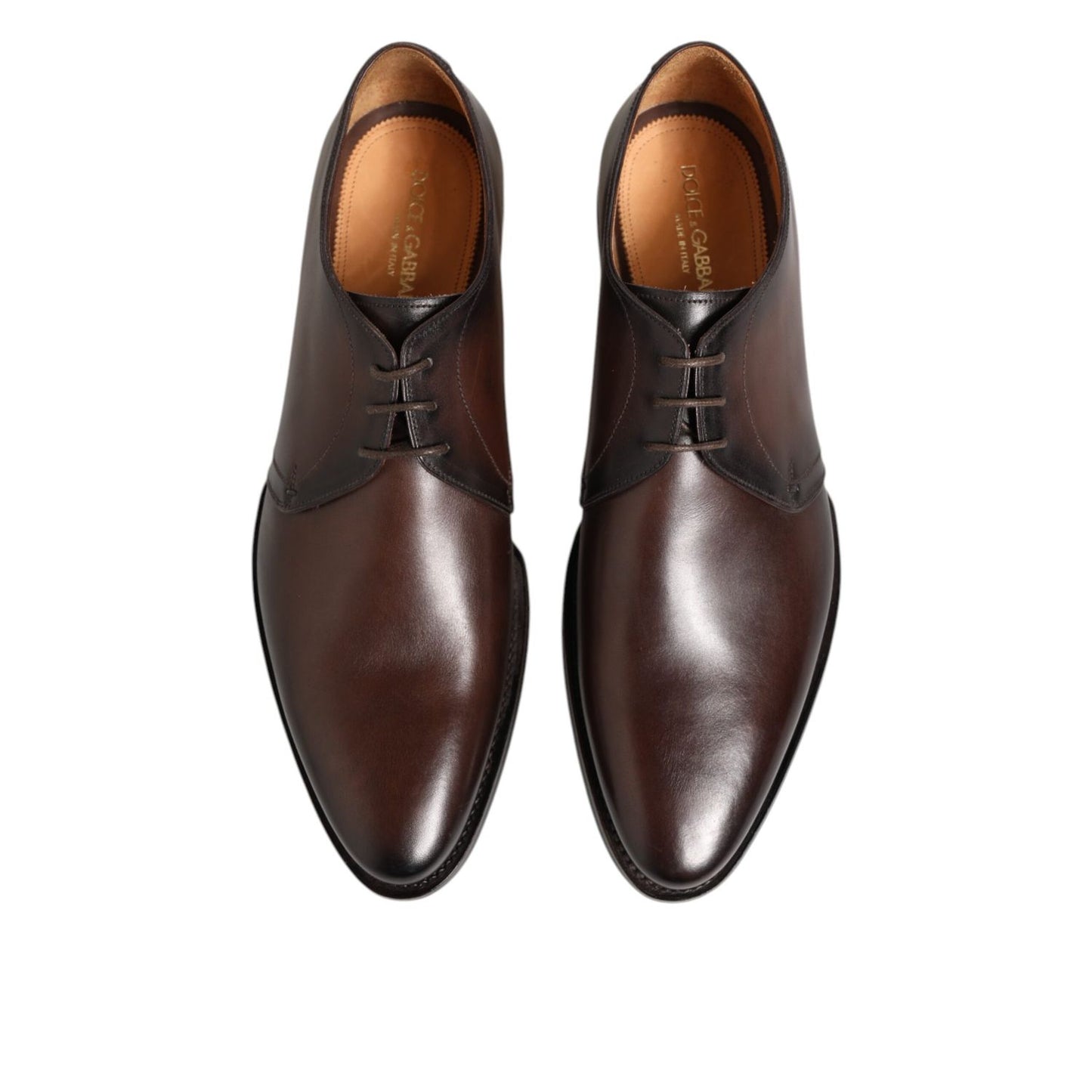 Dolce & Gabbana Brown Leather Lace Up Dress Men Derby Shoes