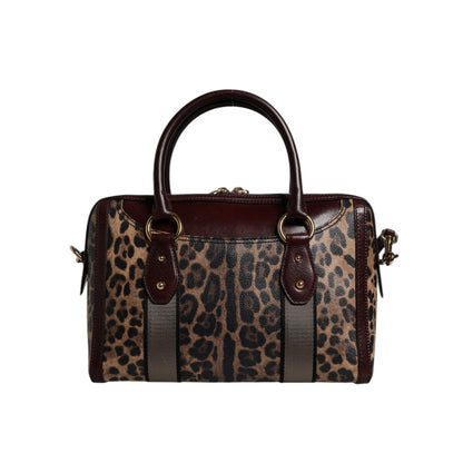 Dolce & Gabbana Brown Leopard Leather Shoulder Strap Duffle Bag