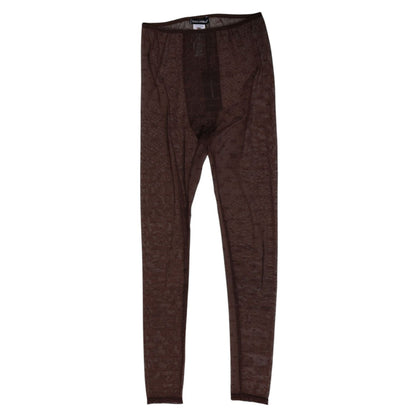 Dolce & Gabbana Brown Nylon Logo Lace Leggings Pants Underwear