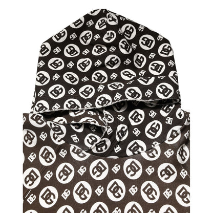 Dolce & Gabbana Brown White DG Logo Short Hoodie Sweater